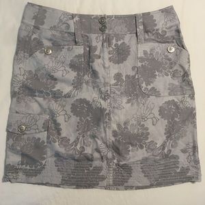 White House Black Market Grey Floral Mini Skirt